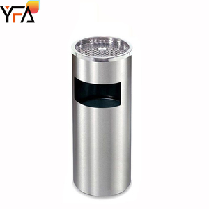 Cubo de basura cuadrado de metal grueso de gran capacidad con Cenicero, cubo de basura Comercial Público para exteriores, contenedor de reciclaje de basura - Product Image 5