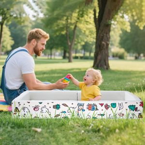 Đấu thầu vui tươi nhà máy tùy chỉnh Toddler du lịch giường có thể gập lại mềm bọt sàn cũi với không khí lớp vải và an toàn đường ray - Product Image 5