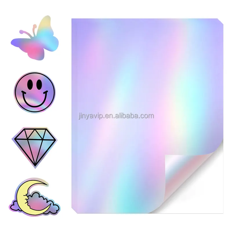 Tùy chỉnh máy in phun nhãn A4 Glossy Holographic có thể in không thấm nước cao cấp nhãn tấm rõ ràng Vinyl Sticker giấy