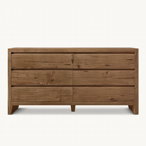 Wyeth tủ quần áo 6 ngăn kéo bằng gỗ nguyên khối cổ điển Tủ Đựng Đồ phòng ngủ bằng gỗ sồi đau khổ Bàn điều khiển phòng khách bàn trang điểm bàn trang điểm - Product Image 3