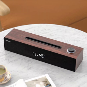 USBデスクトップオーディオスピーカーBluetooth用木製時計付きホームオフィス & ゲーム用コンピュータアクセサリ家電 - Product Image 4