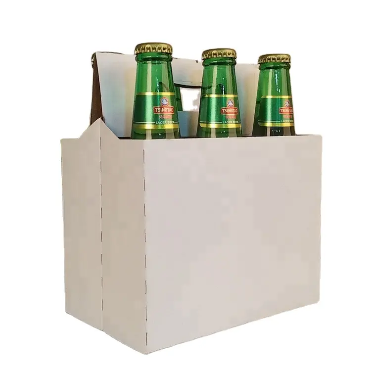 6 Pack Bottles Beer Box Custom Cardboard Beer Holder Beer Carrier Flat Packed Coated Kraf Paper Kraft Paper Accept 4 Pack 350GSM