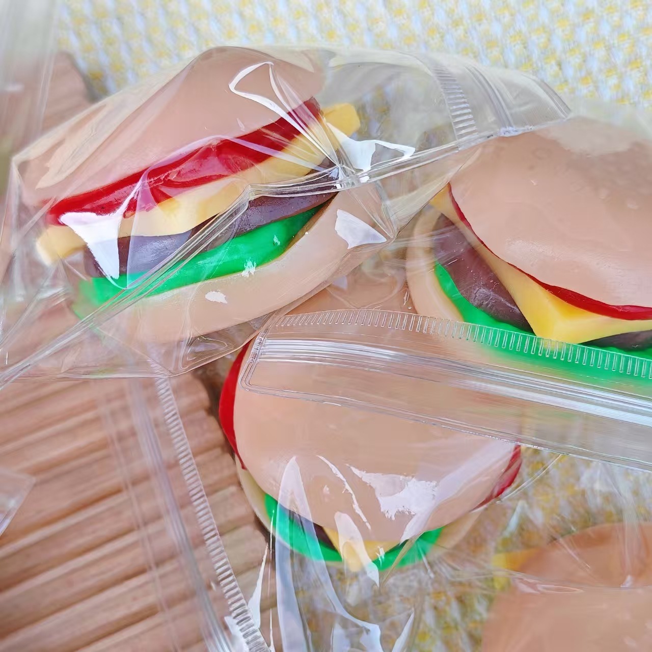 กระเป๋าสควิชชี่ PVC ลายแฮมเบอร์เกอร์แบบถอดได้ 6 ชั้น