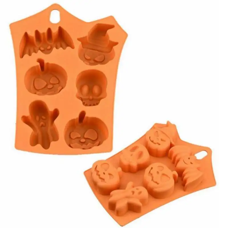 Lebensmittel qualität BPA Free Halloween Holiday Style Silikon Kuchen form, 6 Hohlräume Kürbis Ghost Fledermaus Form Kekse Schokoladen formen