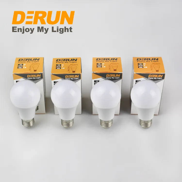 Derun Éclairage A60 3W 5W 7W 9W 12W 15W ERP E F Classe E27 B22 Led Ampoule 3000K 6500K Couleur Boîte Personnalisation, LED-A60