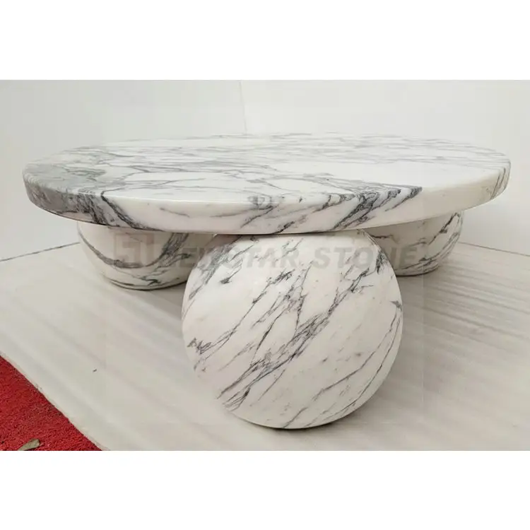 3 Color Nordic Natural Stone Furniture 3 Balls Set Round Sphere Beige Travertine Marble Ball Coffee Table Modern