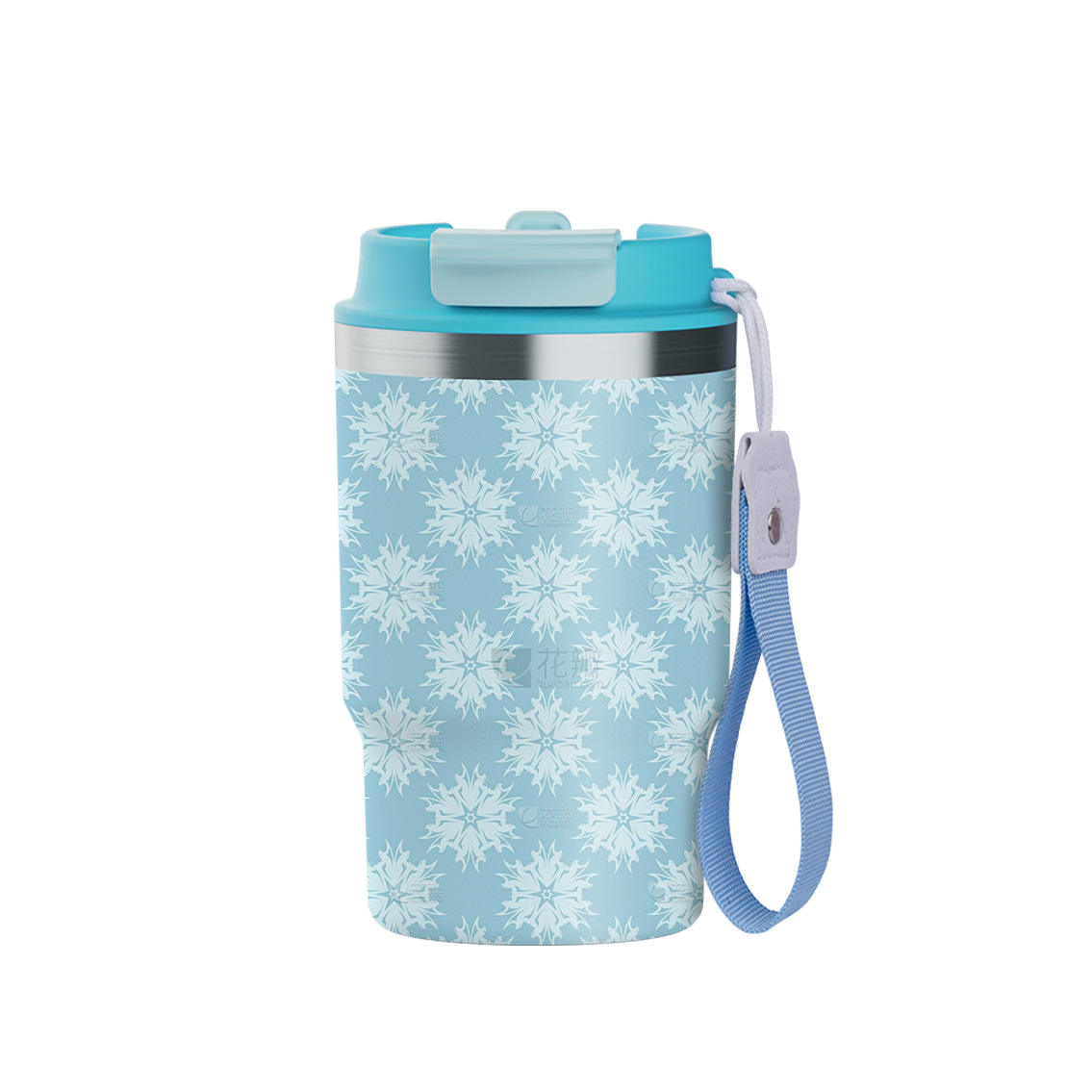 ถ้วยกาแฟเครื่องดื่มคู่แบบดิจิตอลสีน้ำเงิน