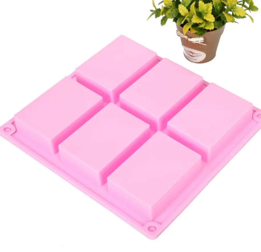 Moldes rectangulares de silicona para jabón, sin BPA, para pastel
