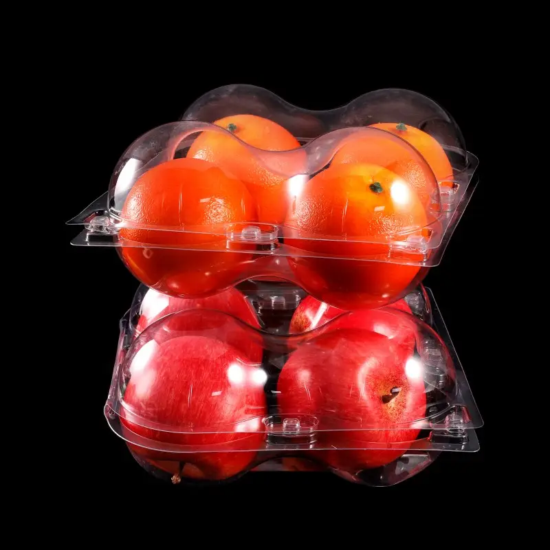 1 2 4 6 hücreleri tek kullanımlık PET plastik kapaklı kutu ambalaj gıda konteyner özel meyve şeffaf kapaklı elma ambalaj kutusu