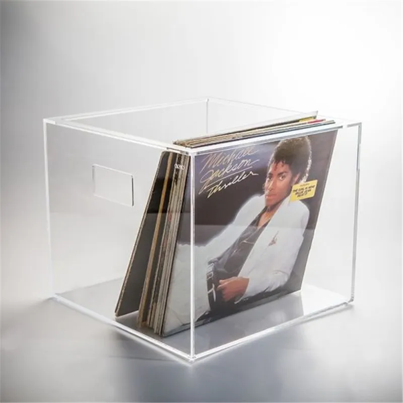 Luxus klare Lucite CD Speicher Geschenk koffer Acryl Vinyl Schallplatten halter Box