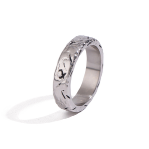 Trendy Fashion Forward Stainless Steel Chic Daily Accessory Gold Star Accented <strong>Silver</strong> Men Ring - Product Image 2