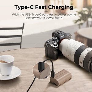 K & F Concept LP-E6NHカメラバッテリー充電器、タイプC直接充電インターフェース交換用バッテリー (2バッテリー) - Product Image 2