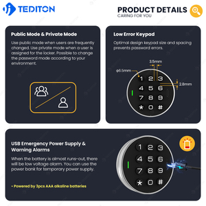 Tediton工厂智能锁组合密码数字代码卡无钥匙键盘智能柜锁 - Product Image 4