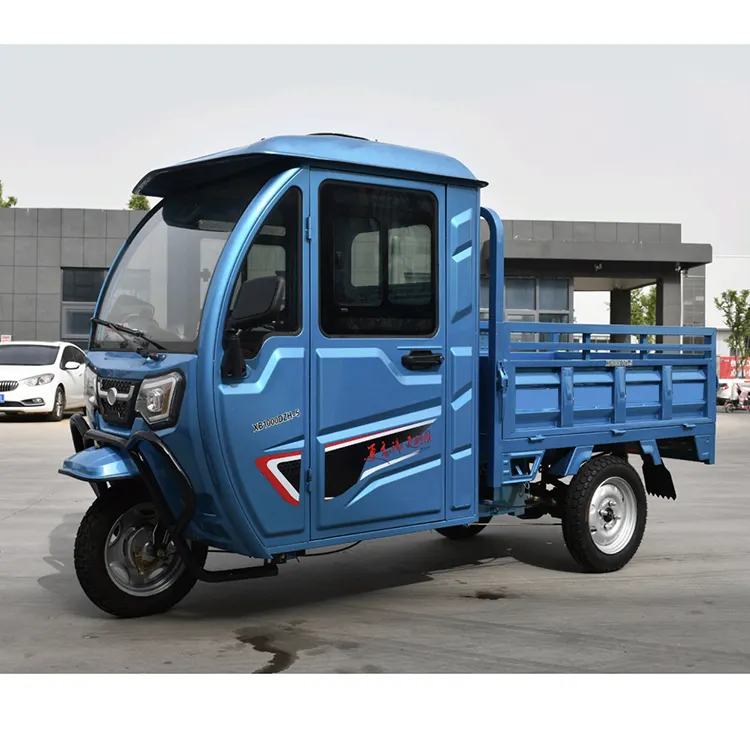 Toptan özelleştirilmiş renk kapalı kabin elektrikli Trike 50km/saat kargo kamyon elektrikli üç tekerlekli bisiklet