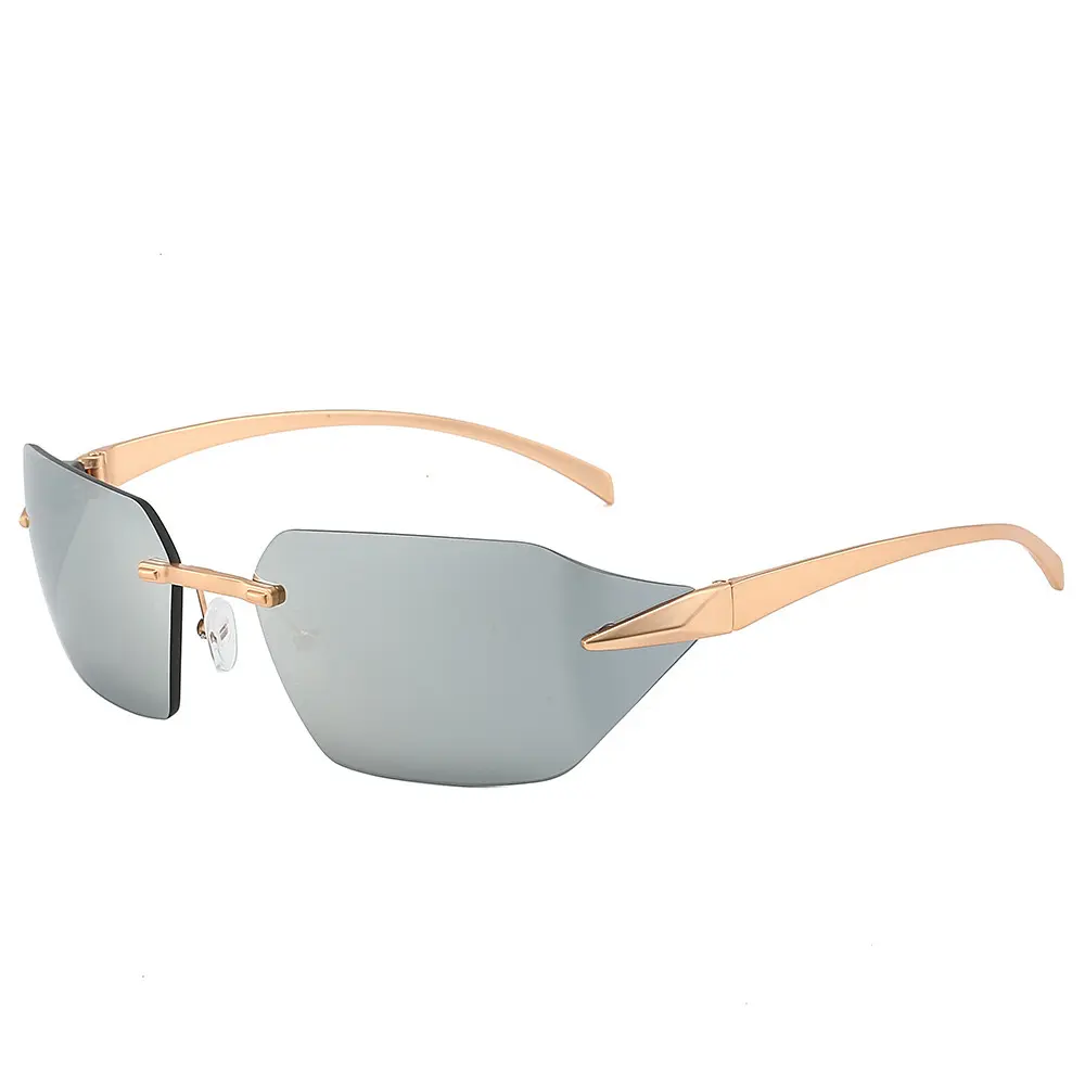 Gafas de Sol de tendencia para hombre UV400 de alta calidad de diseñador 2024, sin montura personalizada con diamantes de imitación, protección UV de alta moda