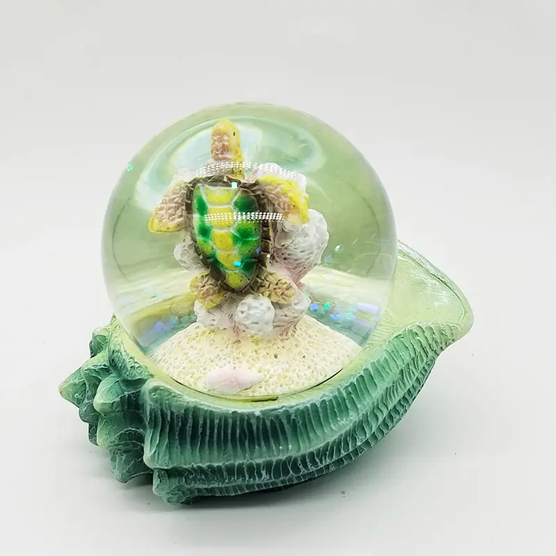 Sea turtle snow globe ocean life beach decorativo green Turtle 65mm Snow Globe. Regalo del globo d'acqua del ricordo della tartaruga marina della resina 3D