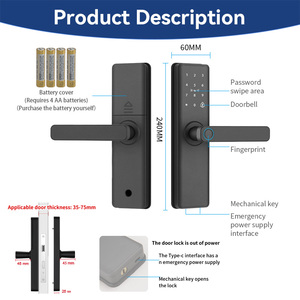 XSDTS F18 akıllı kapı kilidi parmak izi tanıma anahtarsız giriş Tuya WIFI uzaktan kumanda ahşap kapılar için dijital güvenlik kilidi - Product Image 6