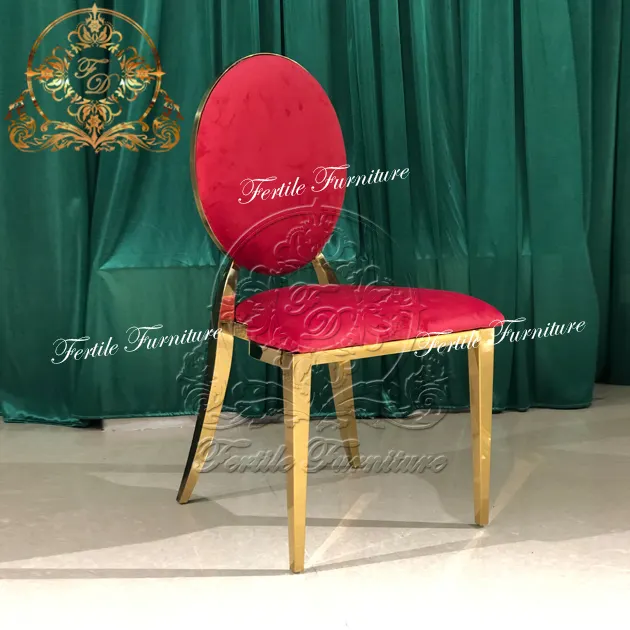Cadeiras de jantar vermelhas do veludo da recepção moderna moldura dourada para o casamento
