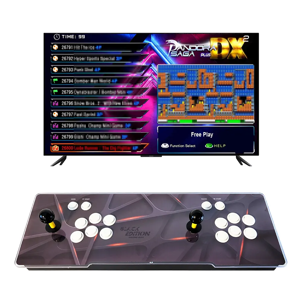 2023 Nova Pandora Saga DX 26800 EM 1 3D Game Box Retro Arcade 720P HD Vídeo Gamee Console Suporte 1-4 Jogadores Plug and Play