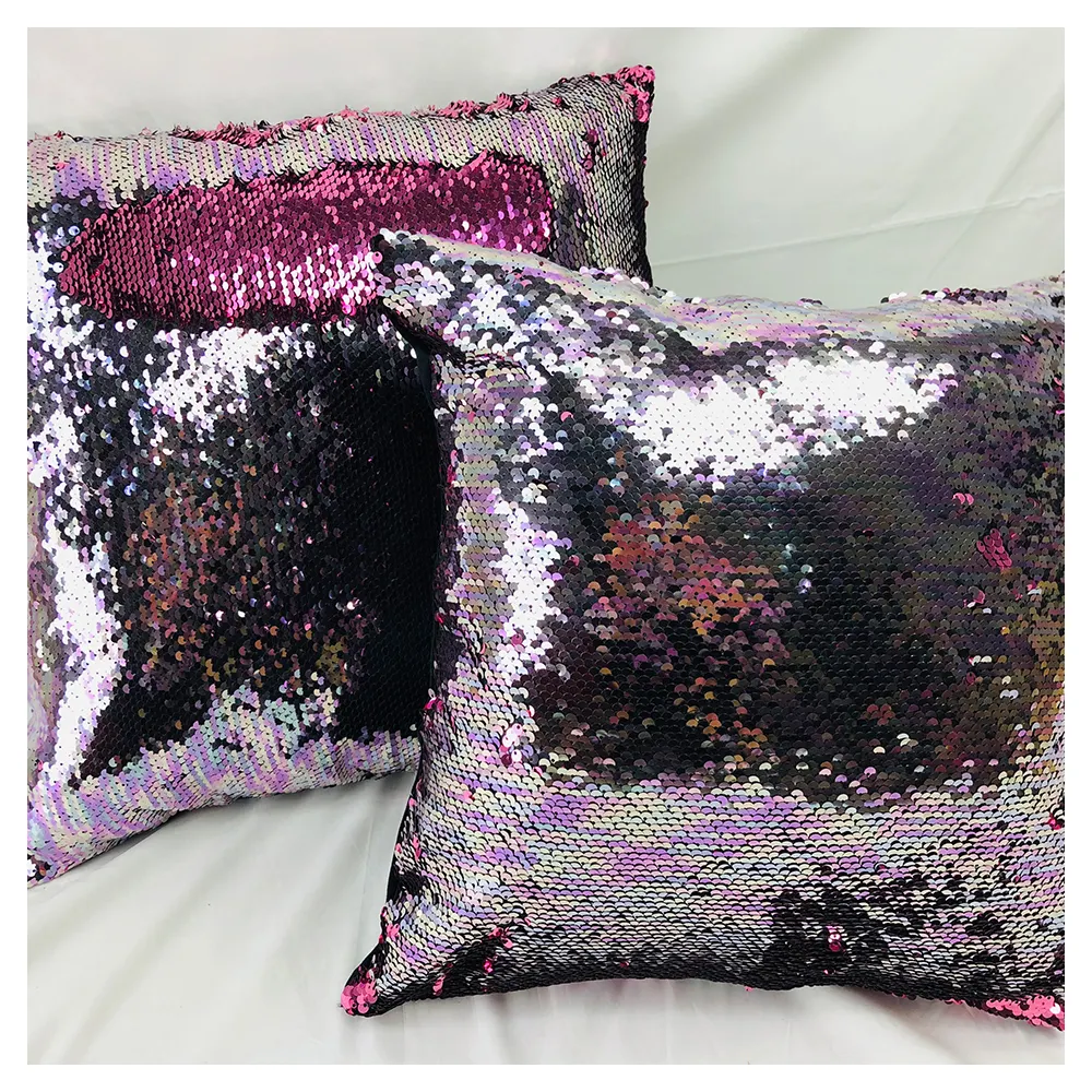 Funda de almohada con dibujo de sirena, cubierta de cojín de colores arcoíris, rosa, Super denso, Reversible, mágica, por sublimación, 2 colores