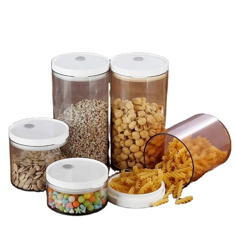 2021 New Designing Vacuum Round Plastic Food Cereal Storage Containers With Lids Food Storage Container