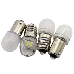 สีสันสีแดงสีเขียวสีฟ้าสีเหลือง E10 BA9S 12V 24V อุปกรณ์หลอดไฟ LED 0.5W 1W ฝาครอบ Frosted E10 โคมไฟ - Product Image 5