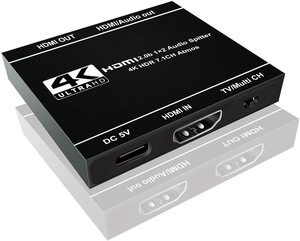 Divisor de Audio HDMI de 2 modos, 1 en 2 salidas, 2.0b HDMI 1x2, divisor HDCP2.2 para monitores duales o Audio/HDMI modo mixto - Product Image 1