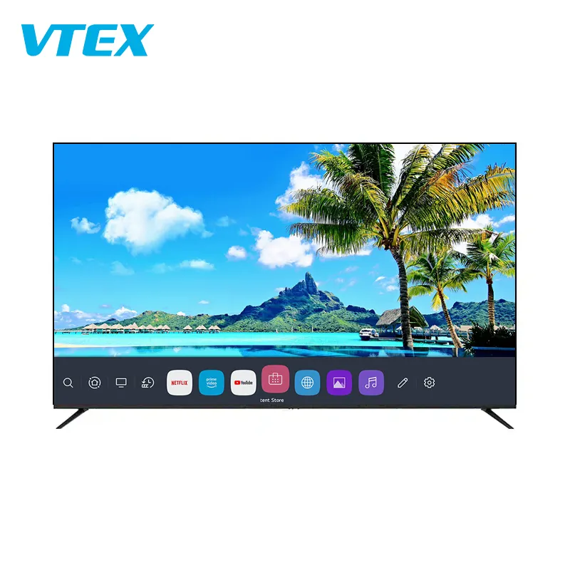 Mais novo design sem moldura 4k smart tv 55 65 75 polegadas, tela larga led lcd uhd smart tv
