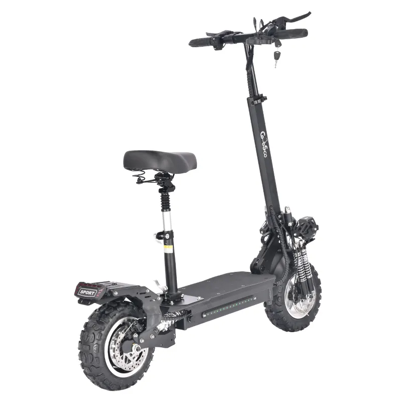 Scooter elétrico resistente de 11 polegadas, para adulto, unidade de motor única, tripla luz off-road, pneu largo