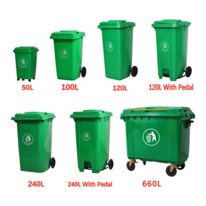 高品质100升回收塑料垃圾桶垃圾桶轮式垃圾桶 - Product Image 3