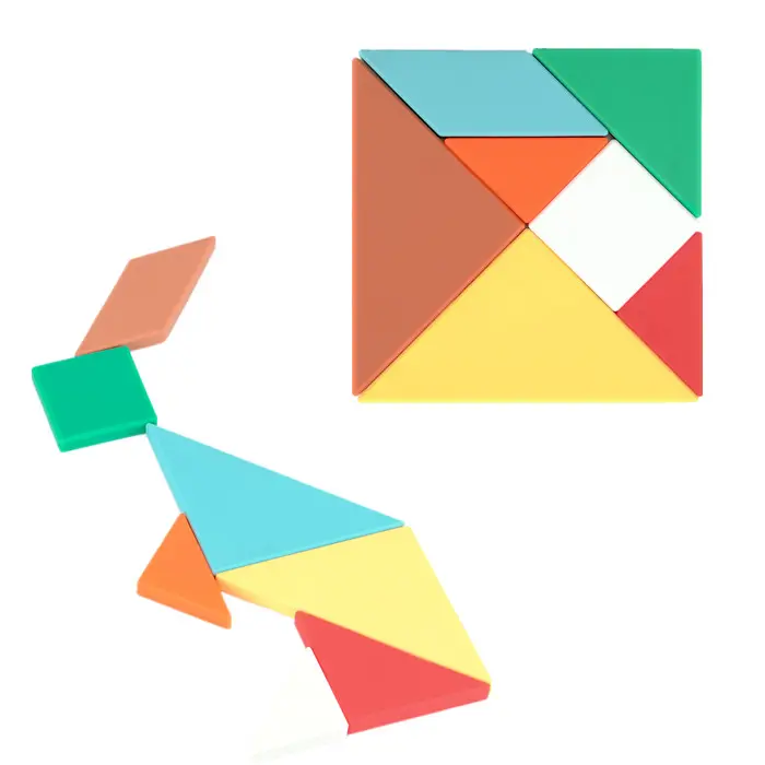 7Pc Siliconen Tangram Brein Puzzel Board, Stam Puzzel Spelletjes, Blok Puzzels Speelgoed Voor Kleuters Kinderen Leeftijd 3-5