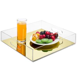 透明亚克力供应托盘早餐手柄装饰托盘供应托盘可堆叠整理器 - Product Image 3