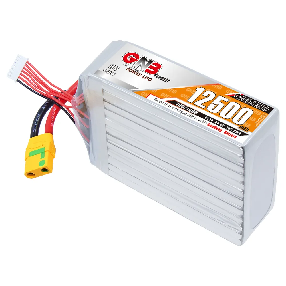GNB GAONENG HV 12500mAh 6S 22.8V 70C XT90S XT90 Connector RC LiPo Battery for RC Car Large Drone RC Boat Soft Pack High Voltage