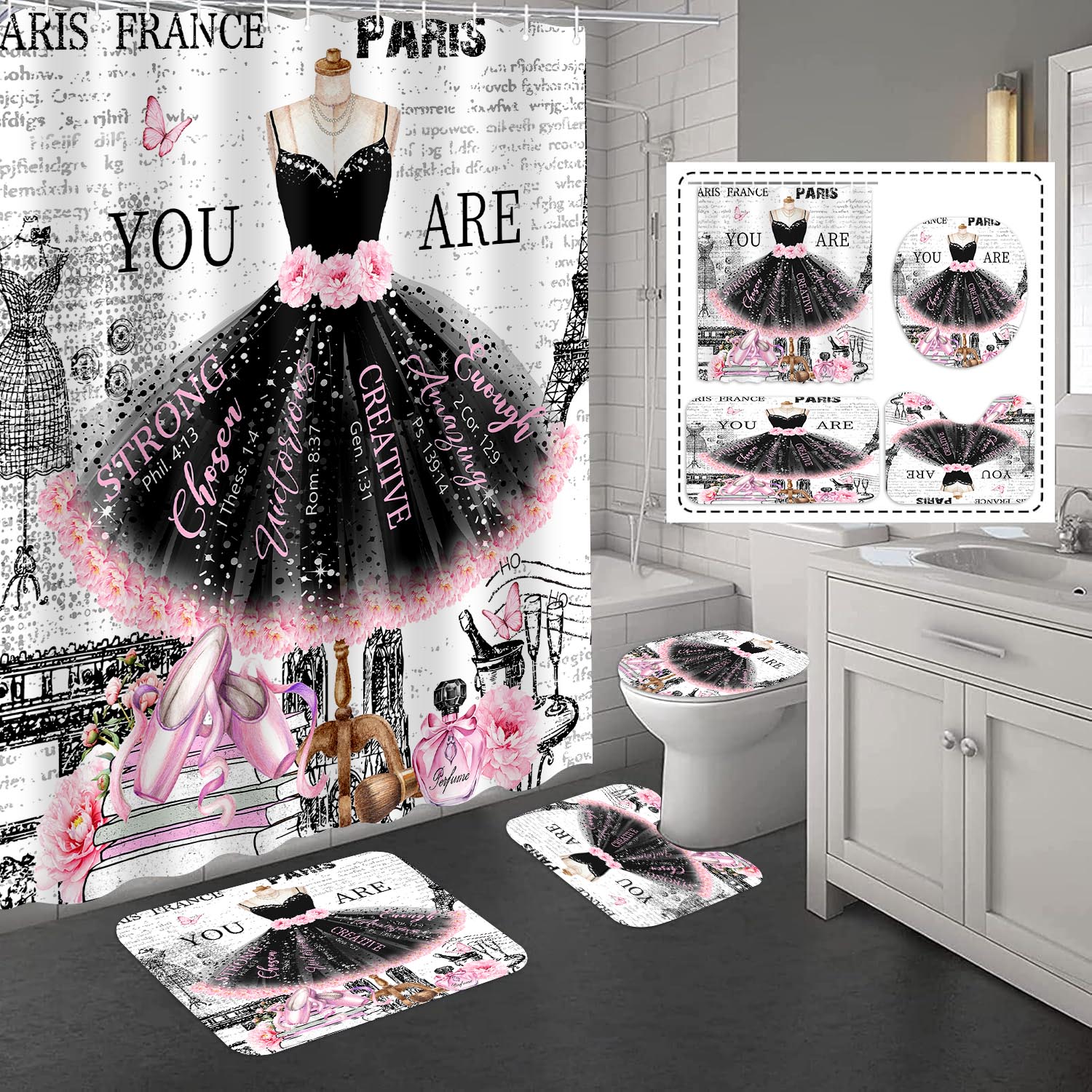 JY170 (13) Robe Tutu Noire & Roses Roses