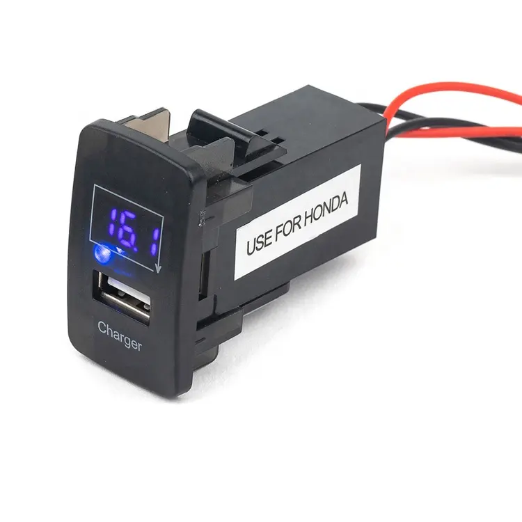 2.1A USB Soket Daya Tahan Air LED Display Digital Voltmeter Multi Auto 12V 24V DC Charger Mobil untuk Honda