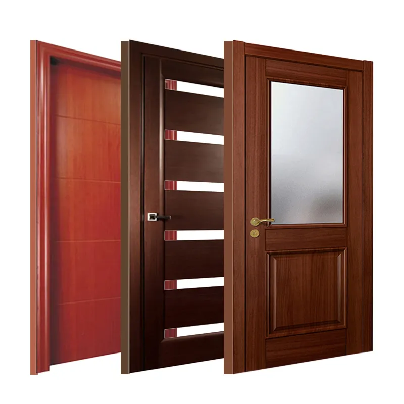 Prezzo di fabbrica disegni di porte in legno con porta in PVC di vetro per porte interne in legno con film in pvc