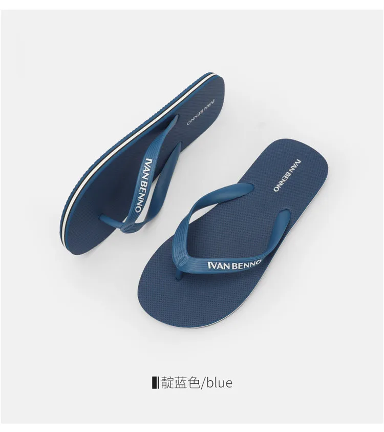 Summer Flip-Flops Embossing Logo On Strap Mens Bedroom Slippers Sandals Waterline Sole Mens Flip Flops