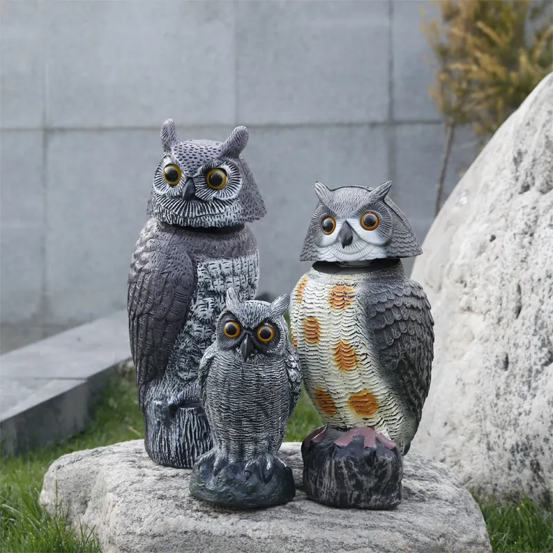 Escultura de coruja de plástico para decoração de jardim, repelente de pássaros, espantalho de coruja, ornamentos para pátio, para assustar pássaros