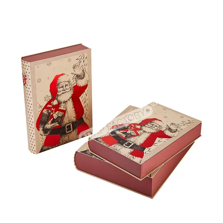 人気のカスタマイズロゴブック型硬質段ボール磁気閉鎖空のクリスマス飾り包装ギフト装飾ボックス