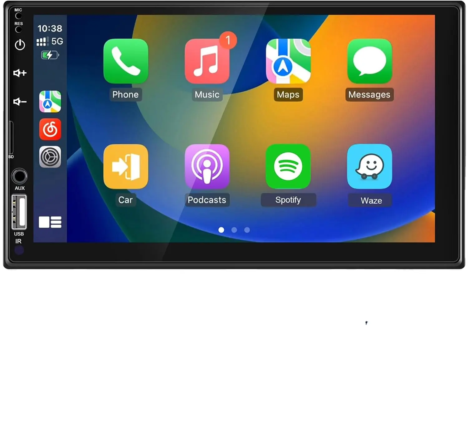 7インチダブルディンカーステレオAppleCarPlay & Android自動タッチスクリーンカーラジオ受信機、ミラーリンク付き、Bluetooth