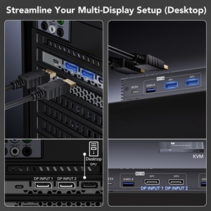 SYONG New Design USB3.0 Display Port Dual Screen 2x2 Switcher Selector 2 Port DP Displayport USB HDMI <strong>KVM</strong> <strong>Switch</strong> for 2 PC