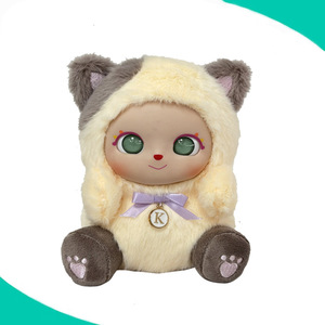 OEM soft stuffed 5in cute Vinyl PVC face <strong>plush</strong> animal doll with custom design