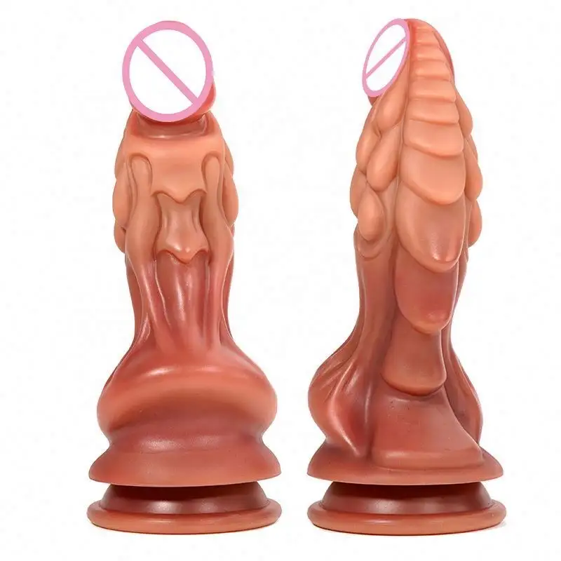 Xiaer Silicone Adulto Gradiente Mulheres Alienígena Dragão Monstro Penis Anal Butt Plug Ventosa Vibrador Realista para Homens Sexo Pussi