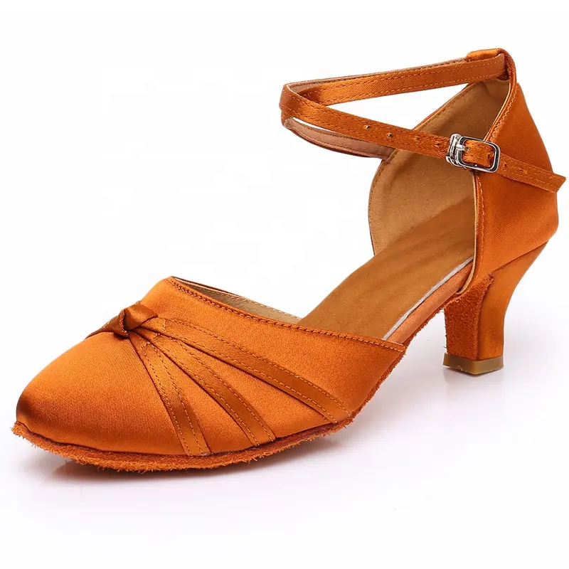 Zapatos de baile latino para mujer, calzado de salón, de satén, 7,5 cm, para Salsa