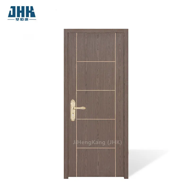 أبواب غرفة نوم JHK-FC08 منقوشة من خشب الجوز الداكن بأشكال مختلفة من القشرة المصنوعة من أخاديد وبجودة عالية باب داخلي ببلورات رقيقة
