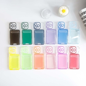 เคสโทรศัพท์มือถือป้องกันสีลูกกวาดสุดหรูมีช่องใส่บัตรแบบโปร่งใสกระเป๋าสตางค์ TPU แบบใส - Product Image 1