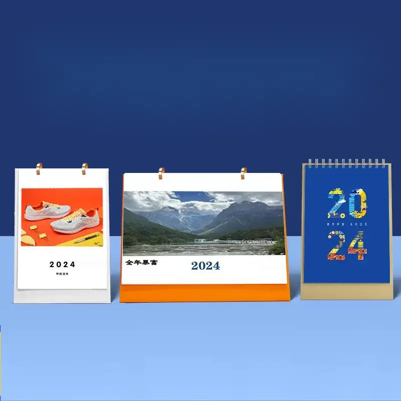 Chizikon 2024 deux anneaux bureau anglais calendrier de bureau créatif simple calendrier bureau décoration de bureau calendrier portable