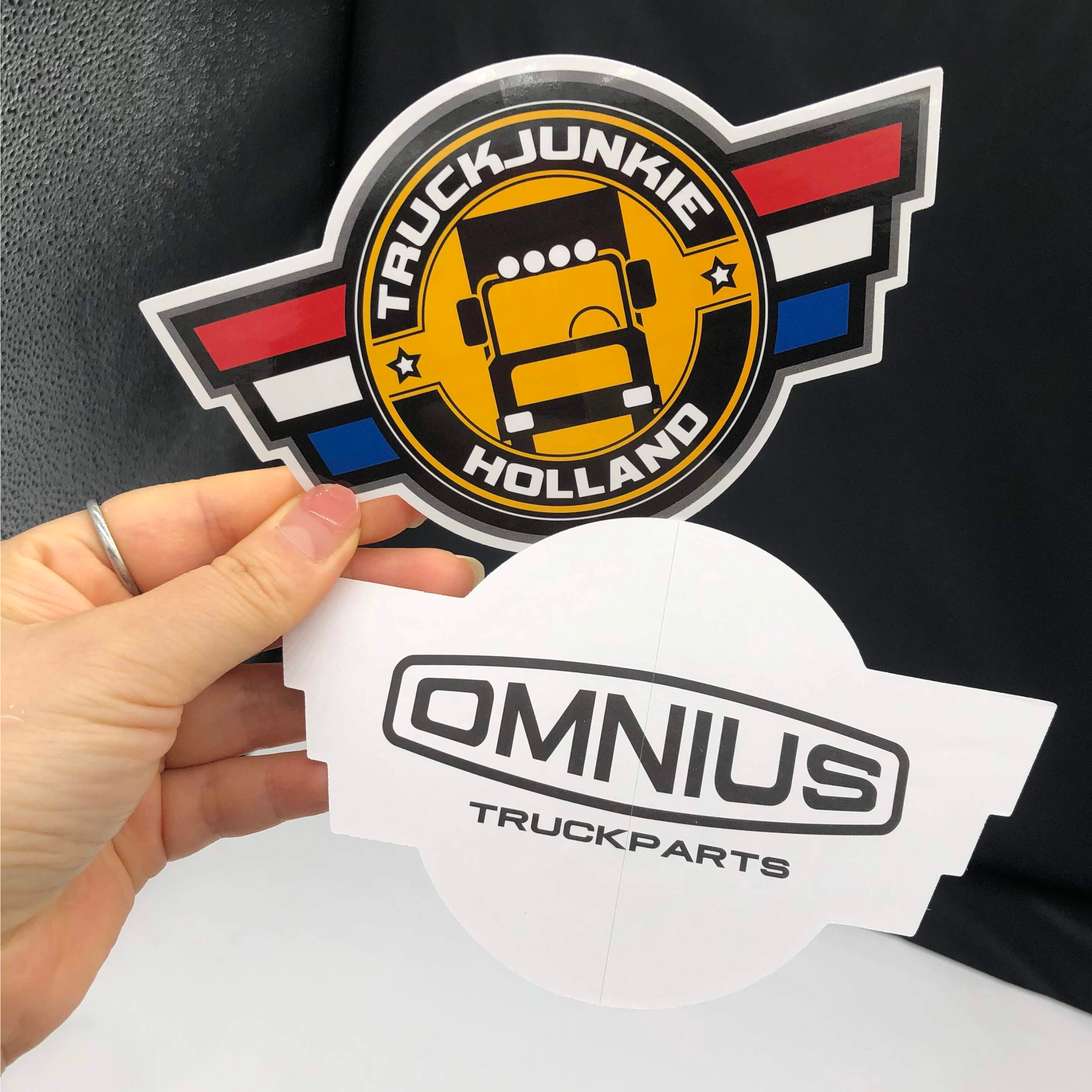 Custom stickers with back side printing example