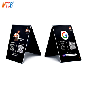สื่อสังคมแบบไร้การสัมผัส 13.56mhz PVC ที่กําหนดเอง NFC รหัส QR ยืนแสดง NFC Google รีวิวขาตั้ง QR - Product Image 4
