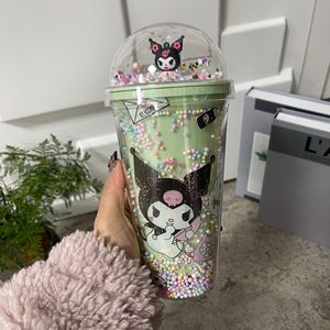 Phim Hoạt Hình Sáng Tạo Kulomi Rơm Cốc Nước Với Nắp Sanrio Cốc Nước Cho Trẻ Em Hai Lớp Lạnh Uống Long Lanh Chai Nước Đá - Product Image 5